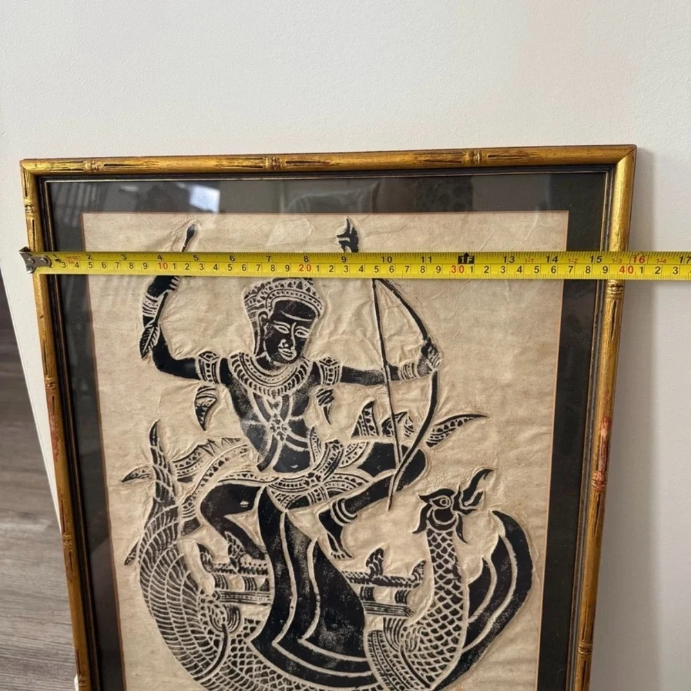 Gold Framed Temple Rubbing Wall Art